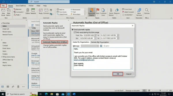Set Out of Office in Outlook Desktop