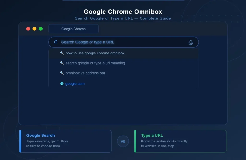 search google or type a url